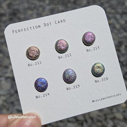 IUILE Handmade Watercolor Paints - Perfection Dot Card (6 colors). Color Shift, Metallic, Shiny, Shimmer - color: Perfection Dot