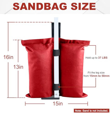 ABCCANOPY Canopy Weights 120 LBS Tent Sand Bags,4-Pack Red(No Sand) - color: Red, size: 120 LBS