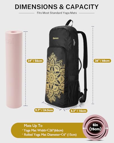 Gonex Yoga Mat Bag Convertible Backpack Blocks Carrier with Wet Pocket - color: Black