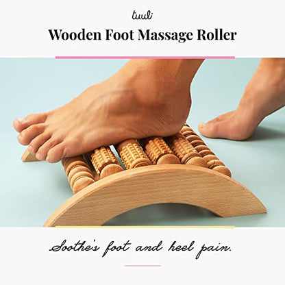 Tuuli Accessories - Wooden Foot Massager, Grooved Muscle Roller, Helps Ease Muscle Tension and Improve Blood Circulation, Natural Wood Therapy Massage Tools, 29 x 24.5 cm - size: XL