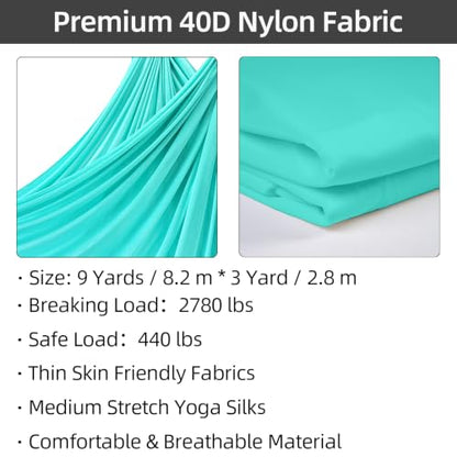 PRIOR FITNESS Aerial Silks Kit, SGS&CE Certified, 9/15/20Yards - color: Light Green, size: S(9 Yards)