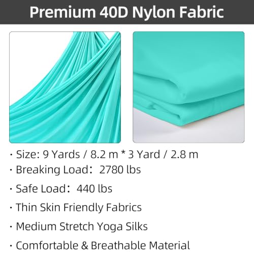 PRIOR FITNESS Aerial Silks Kit, SGS&CE Certified, 9/15/20Yards - color: Light Green, size: S(9 Yards)