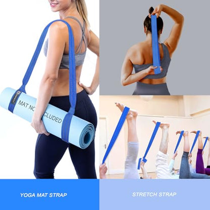 A AZURELIFE [MAT NOT Included] Yoga Mat Sling, Yoga Mat Straps for Carrying, Easy-Cinch Yoga Mat Holder Strap - color: #1-blue