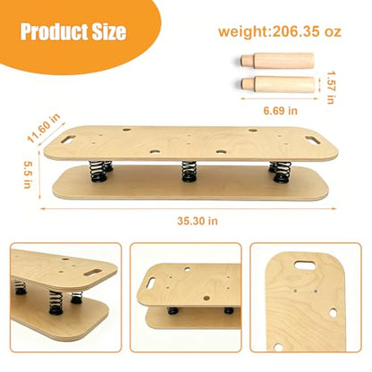 Wooden Balance Board – 400 lbs Capacity 360° Dynamic Spring Rebound Wobble Board Exercise Equipment Balance Trainer for Adults Kids Core Strengthening Standing Desk Physical Therapy Surf Training Home Workout