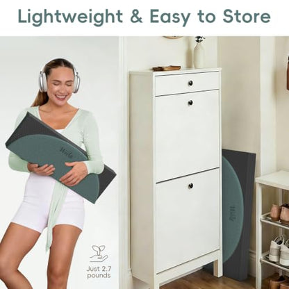 WeiLa Foldable Yoga Mat,10mm Extra Thick,Extra Long (75"x26") for Women&Men - color: Dark Green & Black