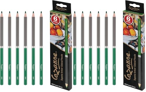 Cezanne Creative Mark Premium Colored Pencils Forest Green 12 Pack - Highly-Pigmented Drawing Pencils - Coloring Pencils for Drawing, Blending, Coloring, and More - color: Forest Green, size: 6 Count (Pack of 2)