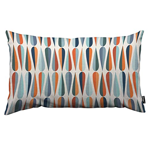 TKS MITLAN Drop Shapes Pillow Covers 12 x 20 Inch Mid-Century Modern Style Drop Shapes in Tones Decorative Throw Pillow Covers Linen Cushion Case for Sofa Couch - color: Drop Shapes, size: 20" x 12" (Pack of 1)