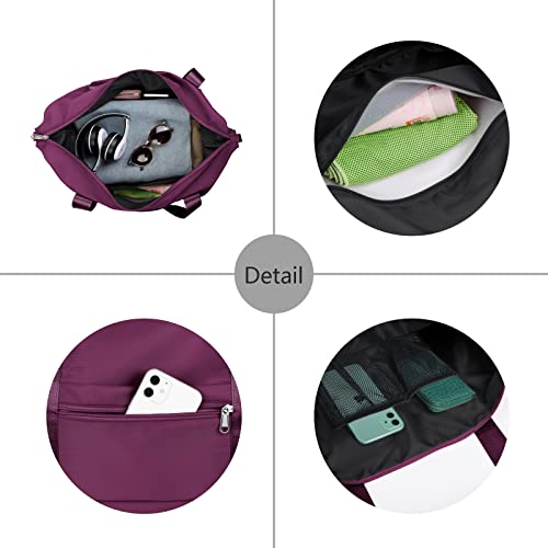 NPBAG Women Travel Duffel, Multi Functional Large Expandable Weekender Carry-on Tote, Gym Workout Overnight Bag, Mommy Hospital Bag for Labor and Delivery - color: Basic-Purple, style: Basic Version