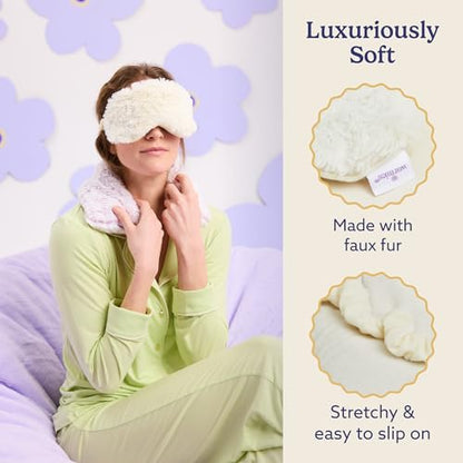 warmies Microwavable Eye Mask, Weighted Sleep Mask, French Lavender, Cream - color: Cream