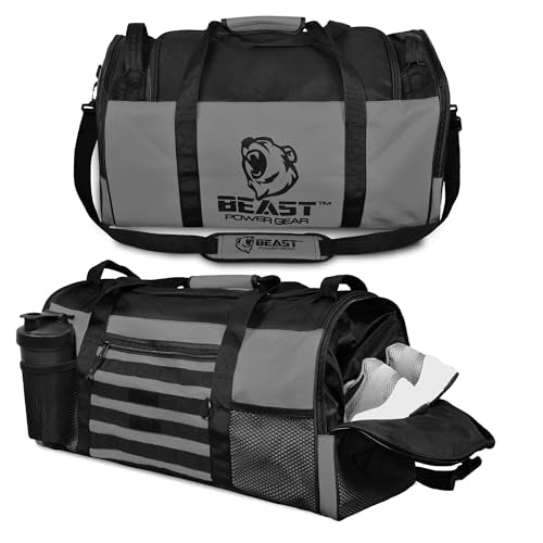 Beast Power Gear Gym Duffle Bag, Gray/Black - color: Gray/Black