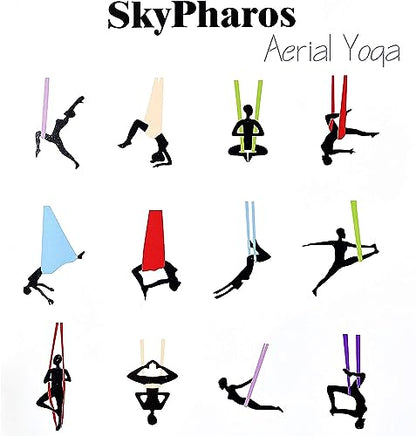 5.5 Yards Aerial Silks Yoga Swing Set - Aerial Yoga Hammock Kit Anti-Gravity Flying for Fitness, Low/Non Stretch Nylon Tricot Fabric Hardware Included for Dance - color: Lilac1