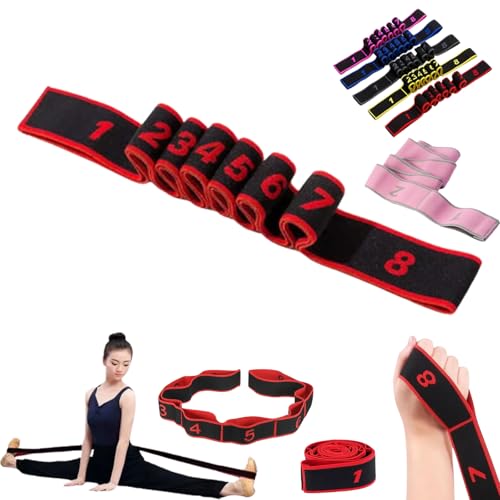 Fitness Resistance Band for Stretching and Yoga,Number Resistance Band,Fitness Resistance Bands with Numbers,Fitness Resistance Bands Numbered,Divided Into Different Tiers/Levels. - color: Red