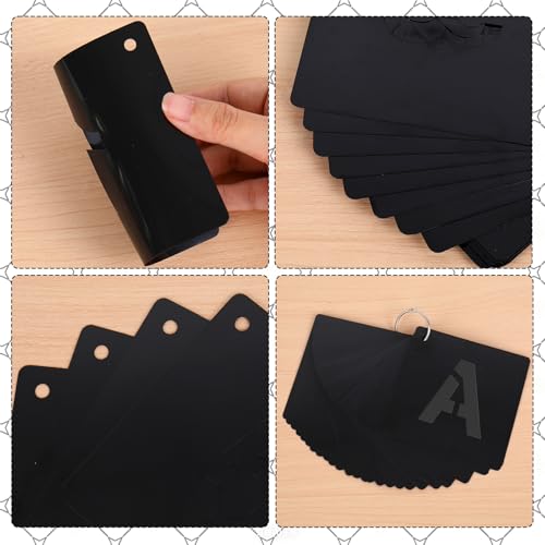 JarThenaAMCS 144 Pcs Letter and Number Stencils for Painting 4 Sizes Reusable Plastic Alphabet Number Templates Set Black DIY Art Craft Kits for Painting on Wall Door Sign Wood Fabric, 1,2,3,4 Inch