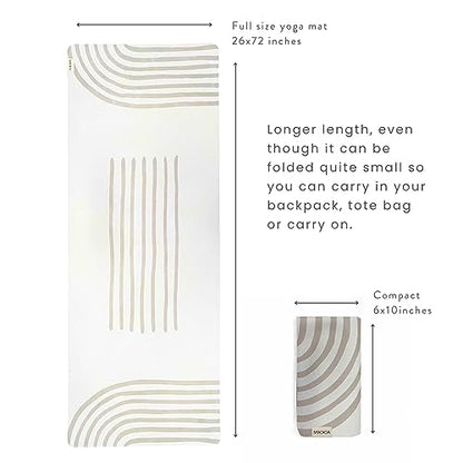 Travel Yoga Mat 1.5mm | Foldable, Lightweight Mat | Use for Travel, Backpacking, Yoga Retreat, Outdoors, Gym, Pilates, Machine Washable, Eco-Friendly - color: Cream