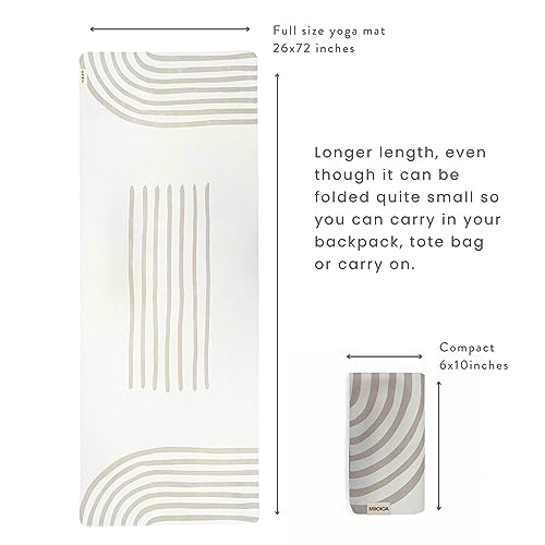 Travel Yoga Mat 1.5mm | Foldable, Lightweight Mat | Use for Travel, Backpacking, Yoga Retreat, Outdoors, Gym, Pilates, Machine Washable, Eco-Friendly - color: Cream