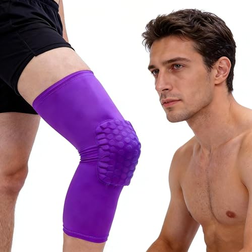 Wei Long Knee Pads Compression Leg Sleeve Knee Sleeve for All Sports Wrestling Protector Gear, 1PC Knee Pad (S,Purple) - color: Purple, size: Small