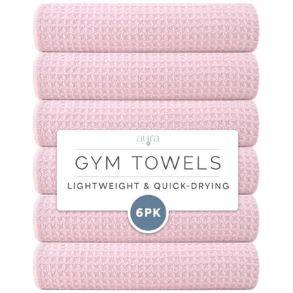 S&T INC. Microfiber Gym Towels, 6 Pack, 16" x 27" - color: Pink