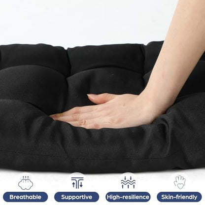 BreezeHug 2 Pcs Picnic Bench Cushion 6' Waterproof Outdoor Picnic Table Seat Cushion with Durable Straps and Buckles, 72" (6ft) x 10" x 3" Tufted Fade Resistant, Folding & Easy to Carry(Black) - color: Black, size: 72 x 10 x 3 inches