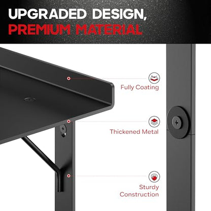 Yoga Mat Holder Wall Mount, Home Gym Storage Rack with Top Floating Shelf | 4-Tiers Fitness Accessories Organizer with Hooks for Foam Roller / Resistance Band / Workout Equipment/ Block / Pilates Strap