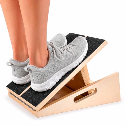 Adjustable Wooden Slant Board for Calf Stretching – Incline Board for Squats, Physical Therapy & Achilles Tendon Stretch – Non-Slip Surface Fitness Wedge