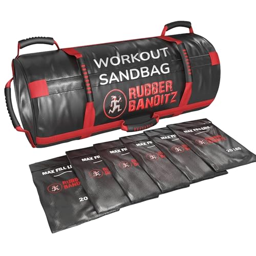 Rubberbanditz- Extra Large Fitness Sand Bag for Workout | Heavy Duty Sand Bags Weights for Crossfit, at Home Workouts, Cross-Training, Conditioning and Exercise - color: Black