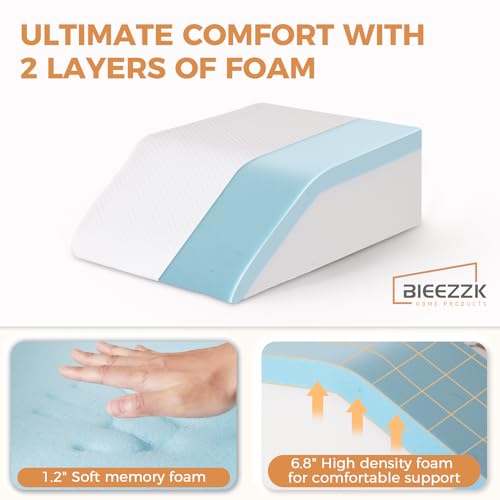 BIEEZZK Leg Elevation Pillow Blood Circulation, 23.6×16.8×8in, White/Grey - color: White/Grey