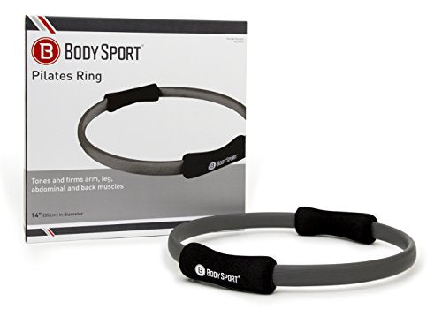 Body Sport Pilates Ring with Foam Padded Grips to Sculpt the Thighs, Core, Arms and More,Gray