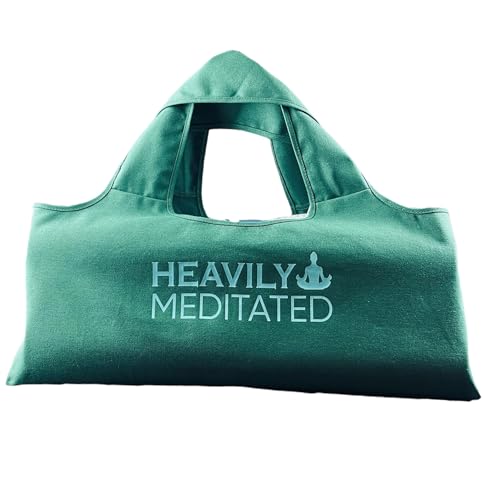 Wild Essentials Yoga Bag, Exercise, Tote, Large Carrier, Shoulder Strap, Inner Pocket, Fits Most Mats, Recycled Cotton Canvas - color: Green-Heavily Meditated