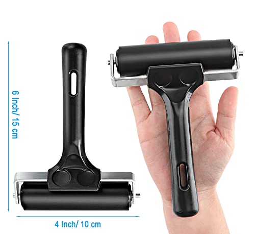 Rubber Roller, Ideal for Anti Skid Tape Construction Tools, Print, Ink and Stamping Tools (4-Inch, Black) - size: 4-Inch