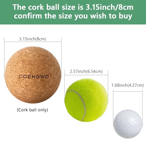 COENGWO Cork Massage Ball, Cork Myofascial Release Ball, Yoga Therapy Ball for Trigger Point Therapy, Muscle Knots, Deep Tissue Relief, 3 Inch - size: 3 inches