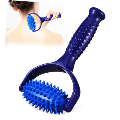 ABOOFAN Handheld Neck Roller Massager Tool for Muscle Relief and Tension Reduction, Blue Abs PVC Material, Comfortable Design for Sedentary Individuals and Yoga Enthusiasts, Leg Massage
