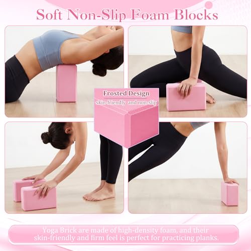 6-in-1 Yoga Balls and Yoga Block Set with Strap Foot Pump, Exercise Pregnancy Balls for Birthing, Pilates Kit Fitness Physical Therapy Home Gym Workout Equipment - color: Pink