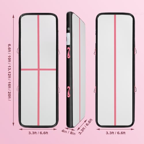 Inflatable Gymnastics Mat Air Tumble Track Tumbling Mats with Pump - color: Pink Black, size: 10ft*5ft*6inch(3m*1.5m*15cm)