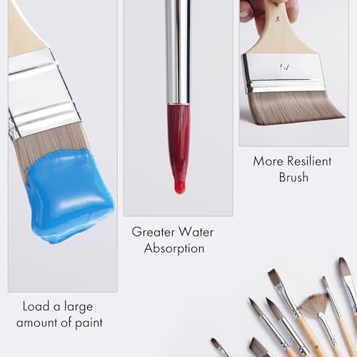 ARTIFY 30 Pieces Professional Paint Brush Set – Expert Series Synthetic Nylon Brushes for Acrylic, Oil, Watercolor, Gouache – No Shedding, Canvas Roll Case & Palette Knife, Artist Gifts Art Supplies - color: Wooden