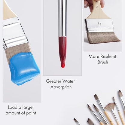 ARTIFY 30 Pieces Professional Paint Brush Set – Expert Series Synthetic Nylon Brushes for Acrylic, Oil, Watercolor, Gouache – No Shedding, Canvas Roll Case & Palette Knife, Artist Gifts Art Supplies - color: Wooden