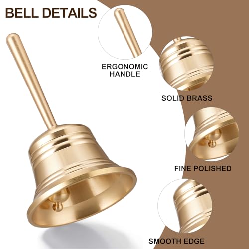 2.05IN Brass Hand Bell, Small Call Bell, Dinner Hand Bell, Suitable for Seniors Bedside, Games, Pet Training and More