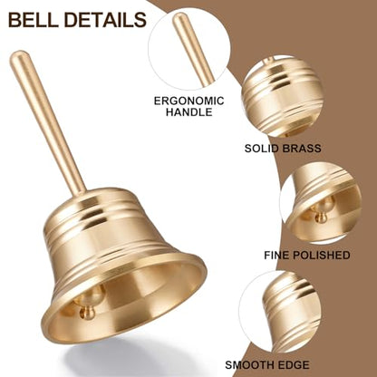 2.05IN Brass Hand Bell, Small Call Bell, Dinner Hand Bell, Suitable for Seniors Bedside, Games, Pet Training and More