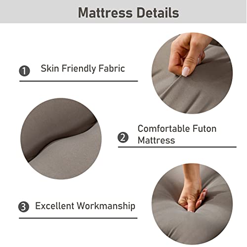 MAXYOYO Japanese Floor Mattress 4" Thick Cot Size Foldable Futon Mattress - color: Charcoal Grey, size: Cot