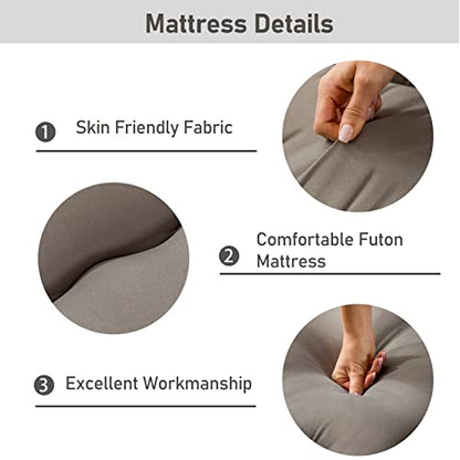 MAXYOYO Japanese Floor Mattress 4" Thick Cot Size Foldable Futon Mattress - color: Charcoal Grey, size: Cot