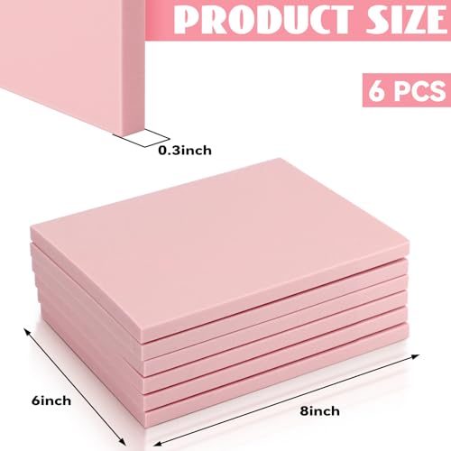6 Pack 8"x6" Pale Pink Rubber Stamp Carving Blocks Rubber Carved Brick Soft Rubber Linoleum Block for Craft Project - style: 8"x6"