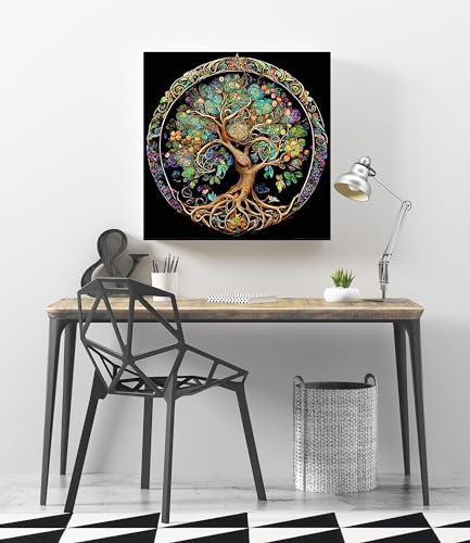 KINPLUB 5D Diamond Painting Kits for Adults, Tree of Life Diamond Art Kits for Beginners, DIY Full Drill Paint with Round Diamond Dots, Home Wall Decor 12 x 12 Inch - color: Colorful Tree of Life