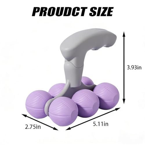 6-Wheel Handheld Massage Roller for Muscle Pain Relief (Purple) - color: Purple