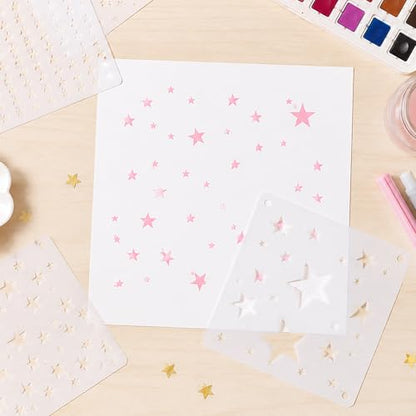 20 Pcs Star Stencils for Painting, 5.9inch Large Star Stencil Set | Reusable Stencils for Crafts, DIY Drawing Template for Crafts Home Decor on Wood, Canvas, Paper, Fabric, Walls, Furniture