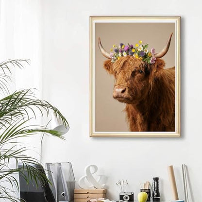 WCHUIMM Highland Cow Diamond Art Kits for Adults,Cow Diamond Painting | Diamond Painting Kit,Full Round Drill Diamond Art for Beginners,DIY Diamond Dot Gem Art, Home Wall Art (12×16 Inches) - color: Highland Cow