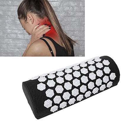 Acupressure Pillow for Neck, Acupressure Massage Pillow, Floral Stimulation Design ABS and Cotton Material Great Yoga Meditation(Black)