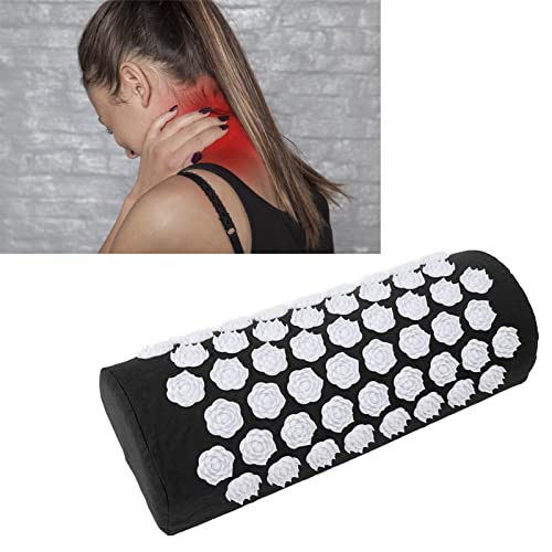Acupressure Pillow for Neck, Acupressure Massage Pillow, Floral Stimulation Design ABS and Cotton Material Great Yoga Meditation(Black)