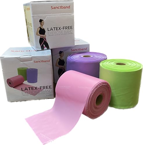 Non-Latex (Rose Level 1) Sanctband Resistance Bands 50 Yard /46 M Professional Latex Free Elastic Band for Upper & Lower Body & Core Exercise, Physical Therapy, Pilates, Workout, & Rehab