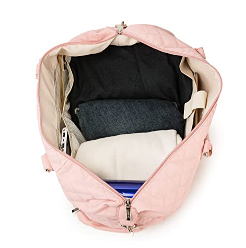 Kinmac Women's Travel Duffel Bag,Sports Gym Yoga Duffel Bag Weekender Overnight Totes Bag (Pink Embroider) - color: Pink Embroider