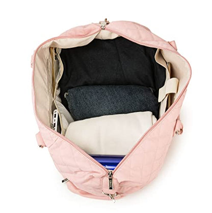 Kinmac Women's Travel Duffel Bag,Sports Gym Yoga Duffel Bag Weekender Overnight Totes Bag (Pink Embroider) - color: Pink Embroider