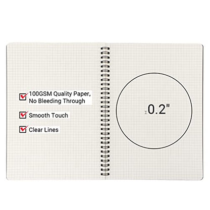 EUSOAR Graph Paper Spiral Notebook, B5 3Pack 7.3"x10.2" 120 Pages Hardcover Paper Notebook Journals, Wirebound Journal Sketch Notebook for Math and Science Students Engineering Artist Drawing - color: Black, size: B5